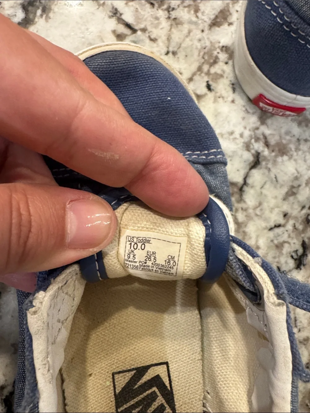 Kids Vans Navy Canvas Velcro Sneakers